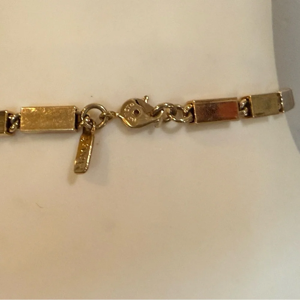 Vintage Monet PAT.PEND Gold box link chain geometric Necklace 30”‎